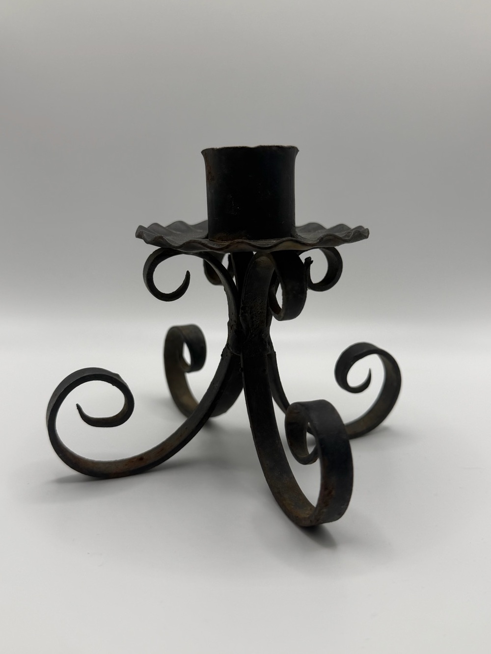 Vintage Iron candle holder Black Gothic Rustic Taper